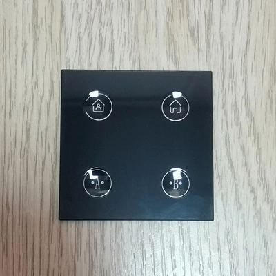 Smart Home Touch Light Switch Wall Socket Frame 2mm 3mm Toughened Tempered Glass Panel with Black Paint Custom Silkscreen Printing IR Window