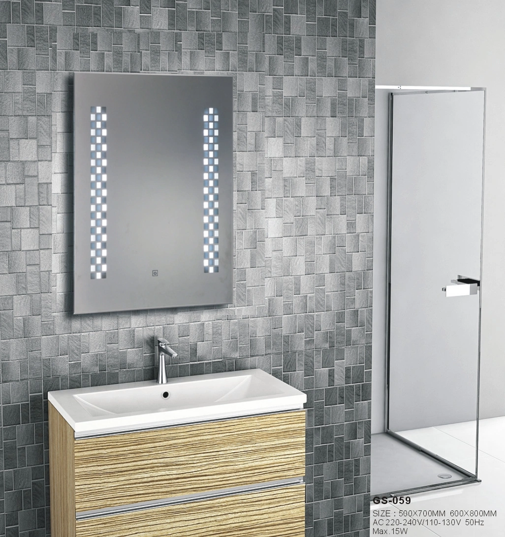 Silver Wall LED Bathroom Furniture Laminated Mirror Smart Float Glass